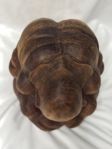 VTG Wood Carved WEEPING BUDDHA YOGI Man Meditative Ball Sculpture 7in X 9in EUC - Picture 7 of 21