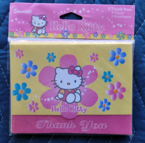 Hello Kitty Thank You Cards & Pen Set -BRAND NEW 2001 SANRIO -8 THANK YOU CARDS - Picture 1 of 7