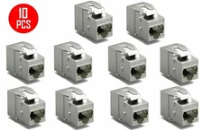 10 Pc CAT8 Full Shielded RJ45 Ethernet LAN Network Jack Keystone 40Gbps ToolLess