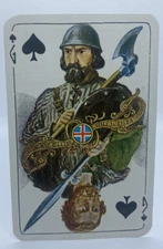1964 ICELAND Single Swap Playing Card Jack Of Spades Warrior Vikings Swords