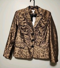 Chico's Women's Lady Leopard Layla Pattern Blazer Size 2/L NWT