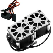 NEW Twister Twin / Dual 40mm 1/8 1/5 Motor Aluminum Cooling Fan - Silver