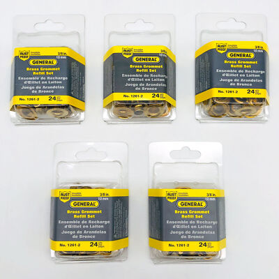 5x General Tools 1261-2 Grommet Refills Rustproof Solid Brass 3/8in (120 Sets)