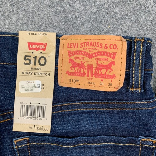 Levis Jeans Big Boys 16 Blue 510 Skinny 4-Way Stretch Cotton Blend Straight Leg - Picture 11 of 13