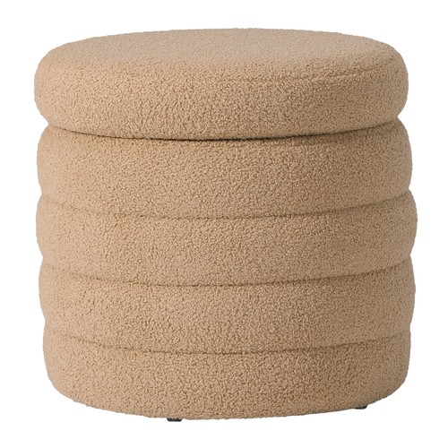 Mid-Century Modern Faux Sherpa Round Storage Ottoman - Picture 12 of 73
