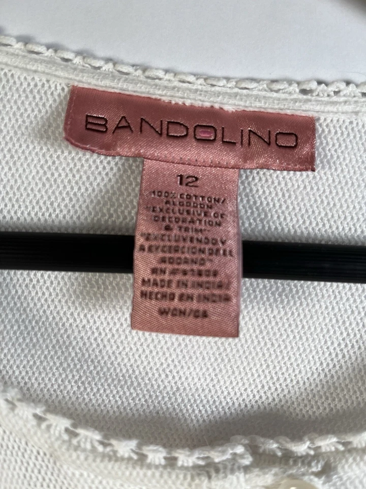 Cárdigan Bandolino Beige Crochet Suéter Talla 12 Cottagecore Campesino Foto 4 de 4