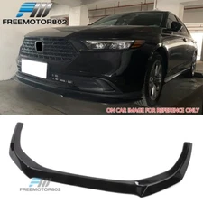 Fits 23-25 Honda Accord Gloss Black Front Bumper Lip Lower Spoiler V3 Style PP