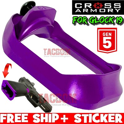 Cross Armory ANODIZED PURPLE for GL0CK GEN 5 Aluminum Flared Magwell 19 23 Mag
