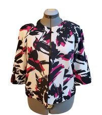 Kasper multicolor Open Front 3/4 Cuffed Sleeves Blazer Lined Size 8