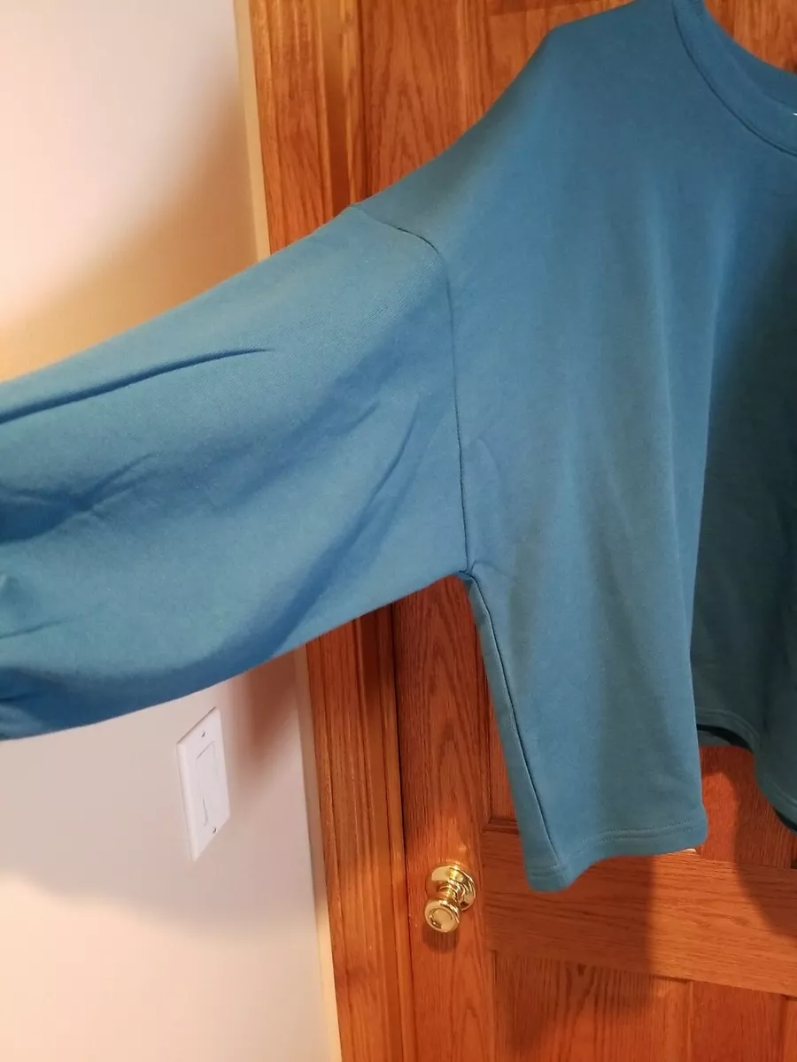 Time and Tru Women s Balloon Sleeve Sweatshirt Teal Green X Large 16 18 NWT