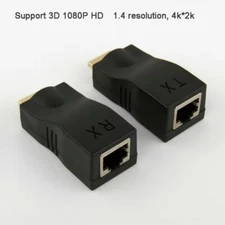 2X 1080P HDMI Extender to RJ45 Over Cat 5e/6 Network LAN Ethernet HDTV Ada KY