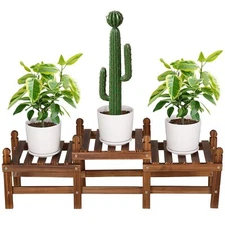 3 Tier Indoor Plant Stand Wooden Low Bench for Multiple Plants Corner