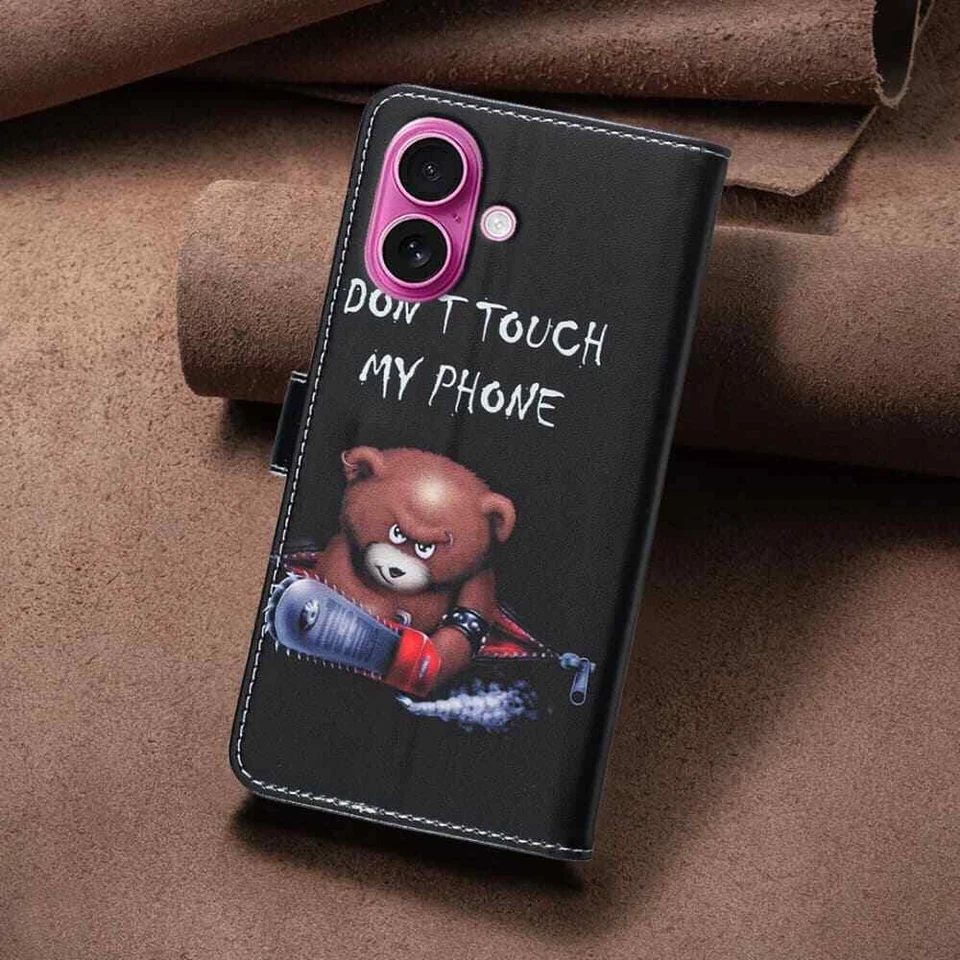 For iPhone 16 Pro 15 14 13 12 11 SE 7 8 Magnetic Wallet Case Leather Stand Cover - Image 3 of 4