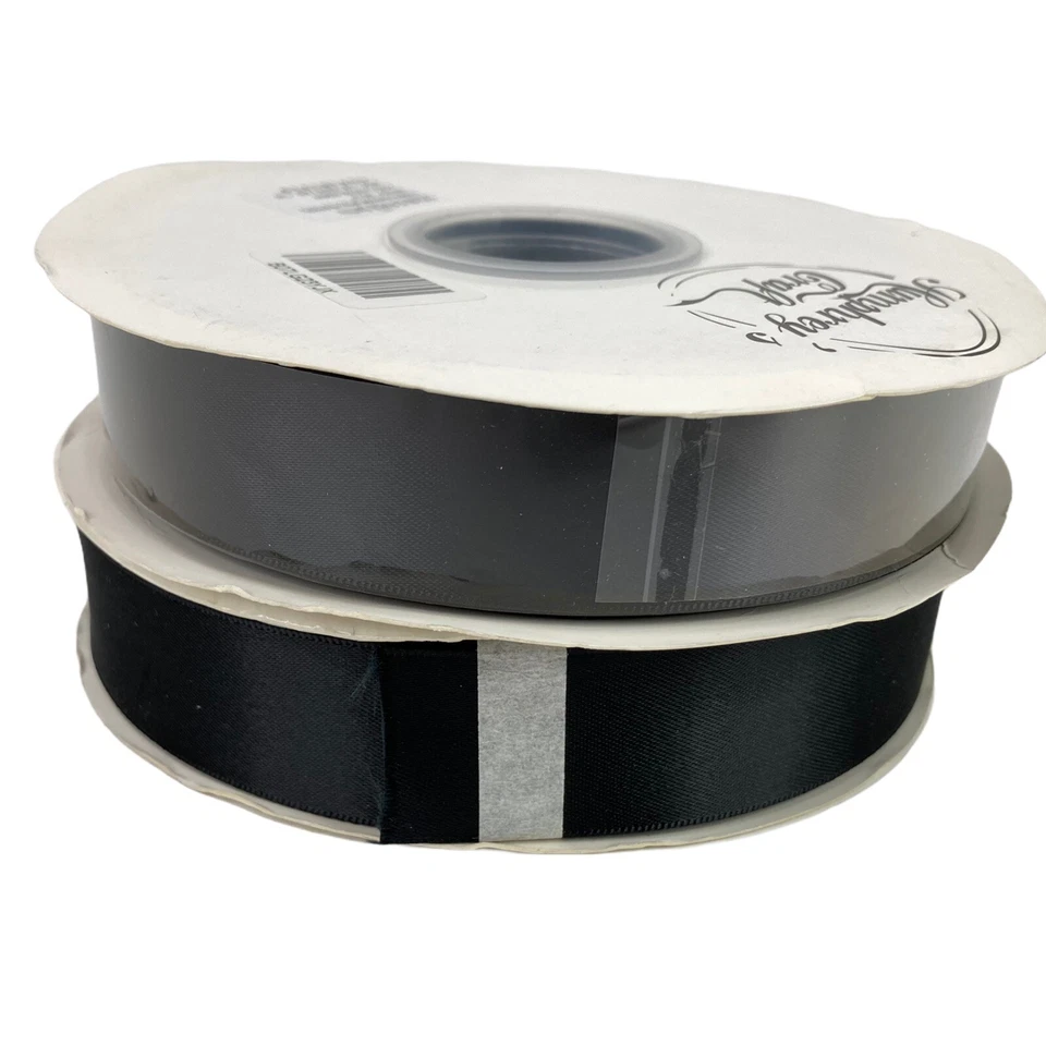Humphreys Craft 2-PACK 1 Inch Black Double Face Satin Ribbon 50Y ea. (100 YARDS) - Image 3 of 4