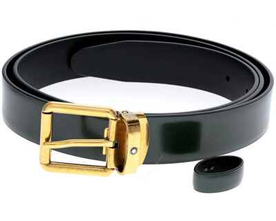 MONTBLANC Brushed Green 30MM Leather Belt 129454