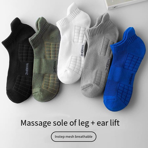 3Pairs Mens Towel Bottom Cotton Sports Ankle Athletic Socks Low Cut Socks Summ ☊ - Picture 3 of 22