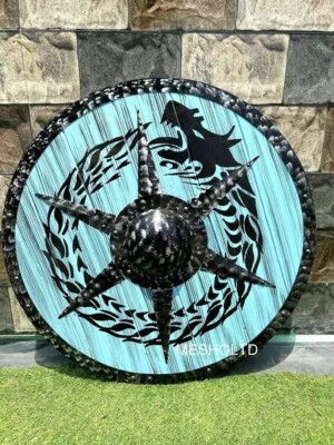 Medieval Warrior Shield Round Viking Larp Dragon Battle Shield Wooden Best Item
