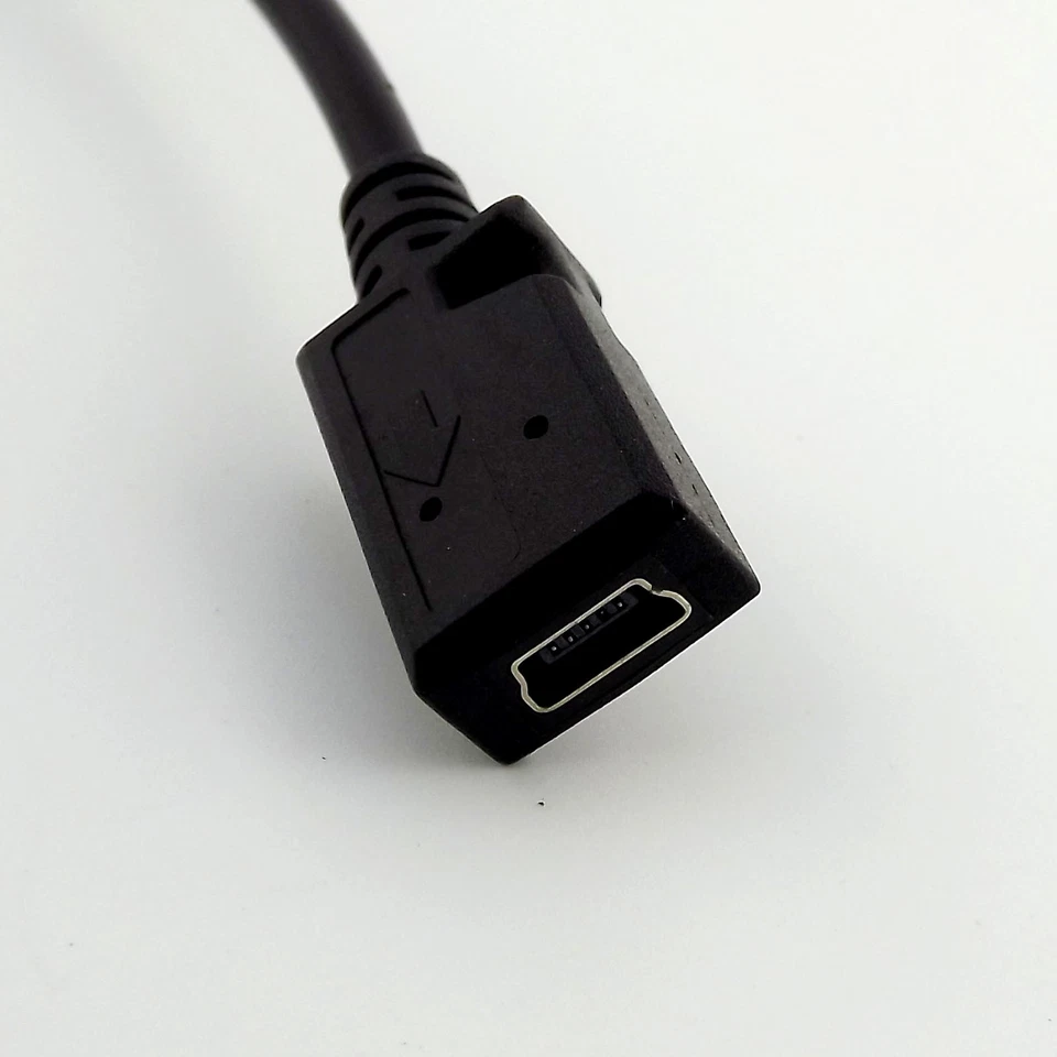 10x Mini USB 5 Pin 90 Degree UP Angled Male to Female Extension Data Lead Cable - Image 3 of 4
