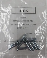 Clevis Pin Cotterless 3/16 x 3/4 CS ZC (10 Pieces)