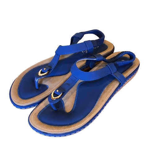 SOCOFY Womens size US 13/44 Blue Comfy Elastic Clip Toe Flat Beach Sandals - Picture 2 of 17