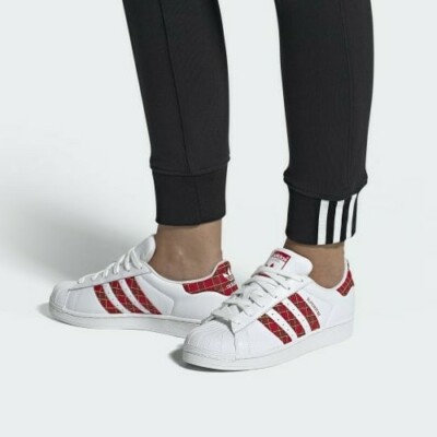 ADIDAS SUPERSTAR FU7446 WHITE RED WOMEN'S LIFESTYLE SHOES