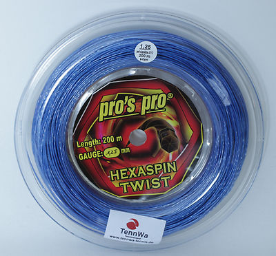 200m Tennissaite (0,16 /lfd. m) Pros Pro Hexaspin TWIST 1,25mm BLAU