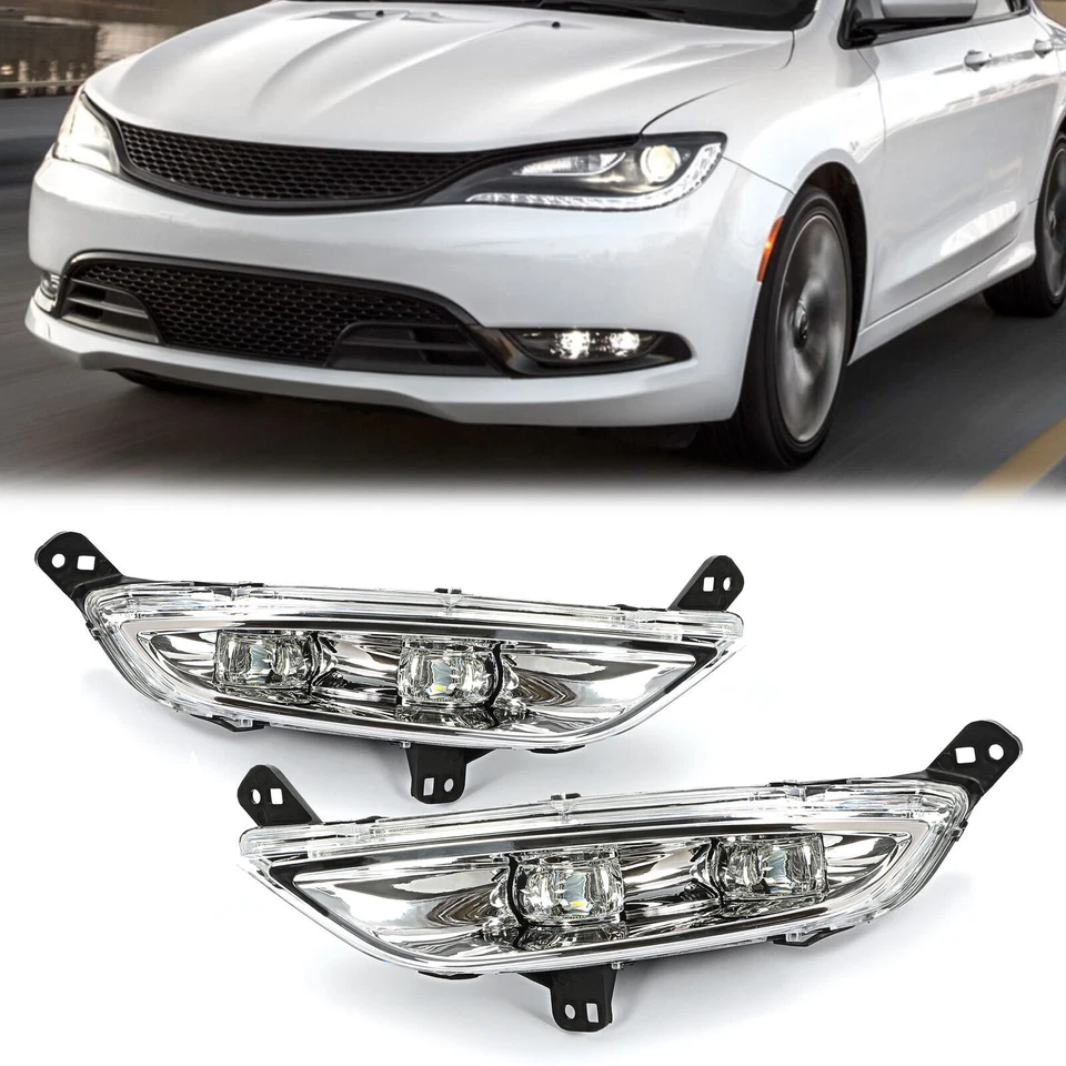 Par de luces antiniebla LED cromadas izquierda y derecha para Chrysler 200 2015 2016 15 16 Foto 4 de 4
