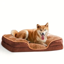 Plush Dog Sofa Bed Warm Pet Couch Bed Non-Slip Bottom Removable Washable Cover