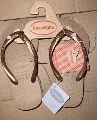 Havaianas Crystal Flip-Flops ROSE GOLD CHILD SIZE NEW SWAROVSKI