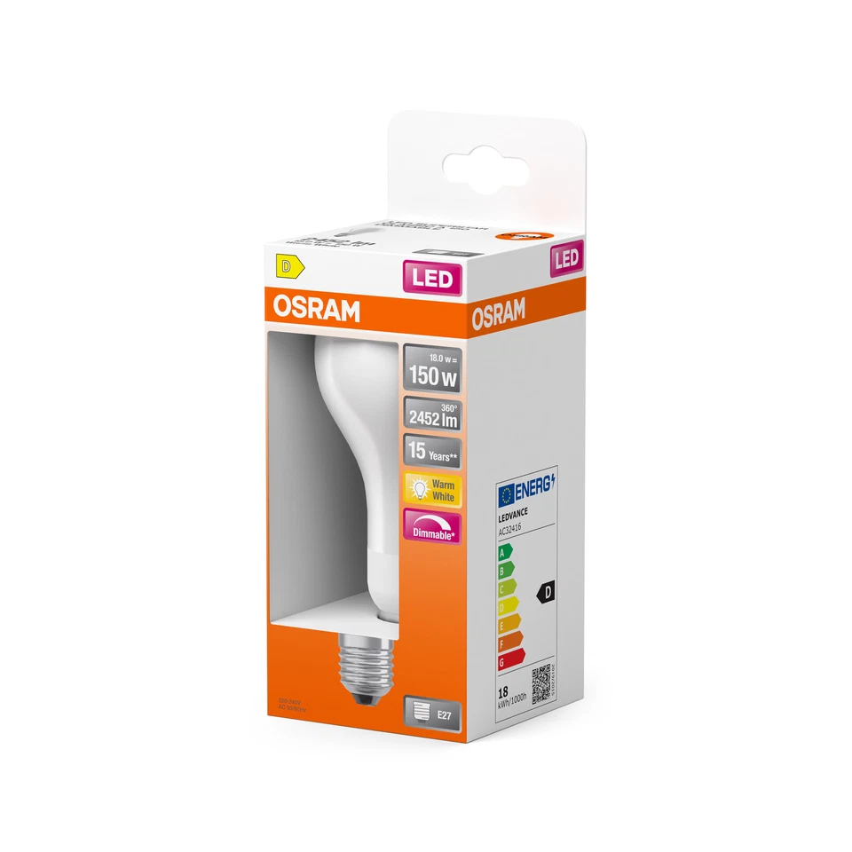 OSRAM Dimmbare Filament LED Lampe mit E27 Sockel, Warmweiss (2700K), klassische - Bild 2 von 3
