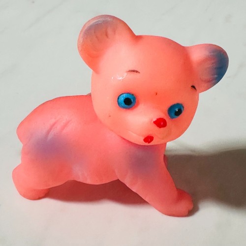 Kitsch Pink Bear and Dog Rubber Squeak Toys - Vintage Retro Toys - Vinyl Squeaky - Picture 2 of 8