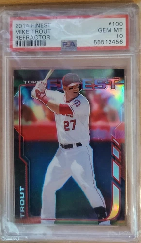 2014 Topps Finest - Refractor #100 Mike Trout PSA 10 RARE Angels Legend