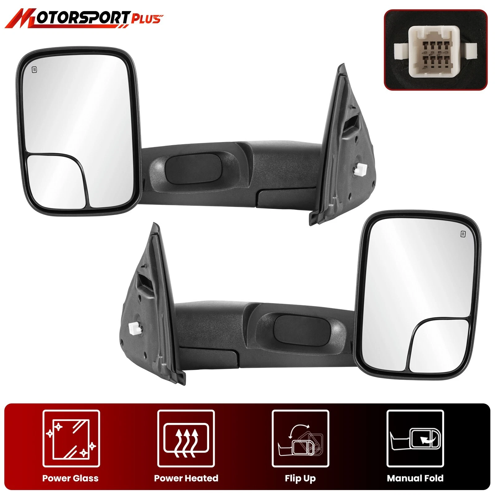 L&R Pair Power Heated Tow Mirrors For 2003-2008 Dodge Ram 1500 2500 3500
Opens in a new window or ta