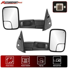 L&R Pair Power Heated Tow Mirrors For 2003-2008 Dodge Ram 1500 2500 3500