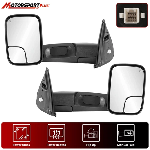 L&R Pair Power Heated Tow Mirrors For 2003-2008 Dodge Ram 1500 2500 3500