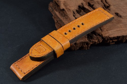 UHRENARMBAND 24/24 115/75 MM HAVANA BRAUN I ECHT HIRSCH LEDER F. PANERAI ETC 510 - Picture 7 of 9