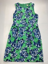 J Crew Women's 6 Knee Length Green and Blue Floral Sleeveless Dress