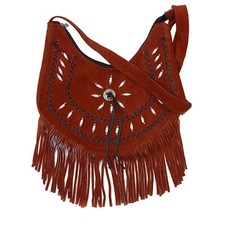 Western Style Fringe Crossbody Bag for Women - Native American Suede Purse