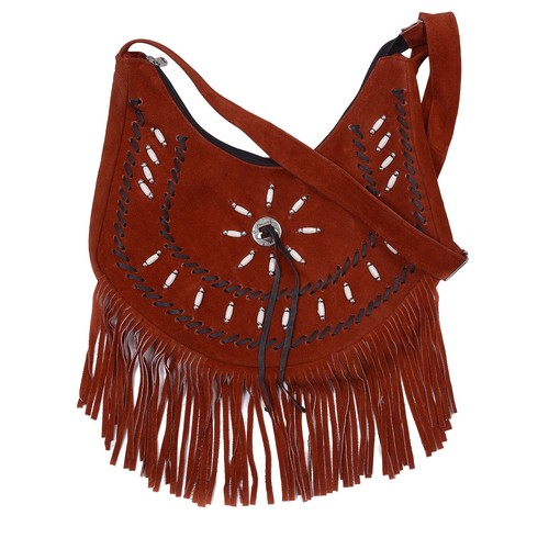 Bolso Bandolera Estilo Occidental con Flecos para Mujer - Cartera de Gamuza Nativa Americana - Imagen 1 de 7