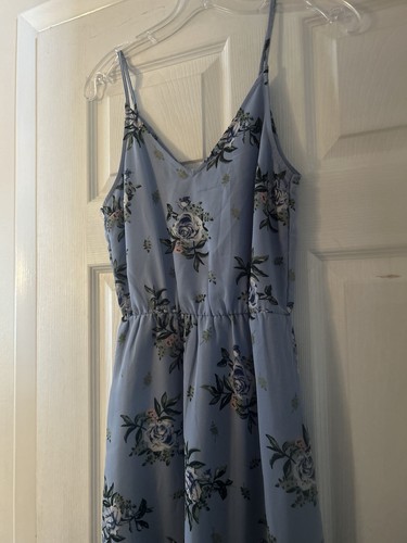 NWT H&M Divided Sheer Maxi Dress Floral Womens Sz 2, Spaghetti Strap Side Slits - Picture 5 of 8