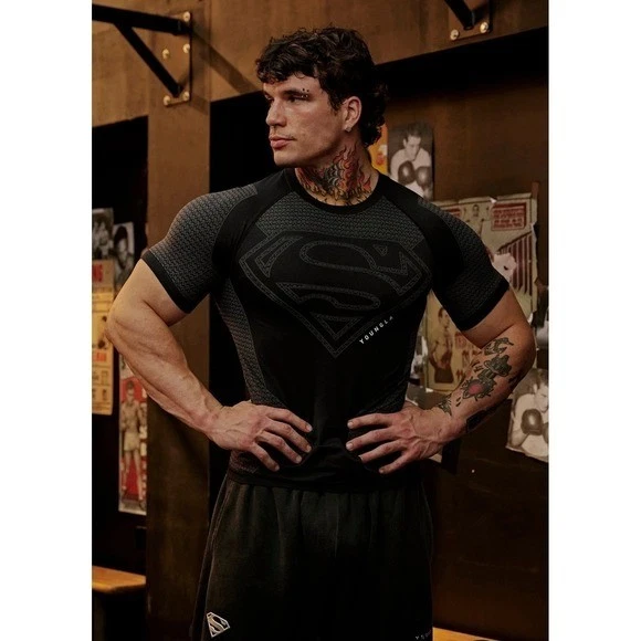 YOUNGLA Superman Compression Shirt Black XL 4117-BLAK-XL Graphic Performance Tee - Image 4 of 4