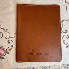 Tucker & Byrd Brown Leather Portfolio Embossed Hunting 