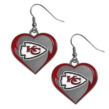 Siskiyou NFL unisex-adult Heart Dangle Earrings