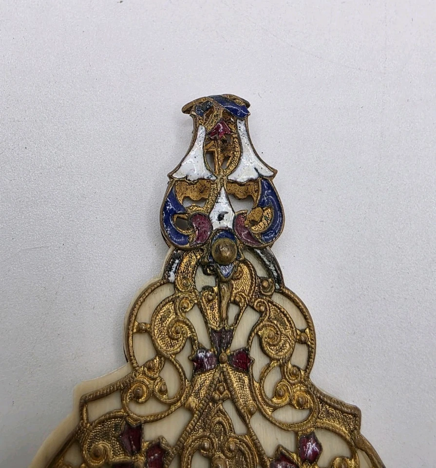 复古艺术装饰捷克斯洛伐克多色珐琅和金银丝舞蹈卡 — 第 2/4 张图片