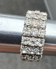 Vintage Pave Rhinestone Stretch Ring Boho Statement Jewelry Fits Anyone