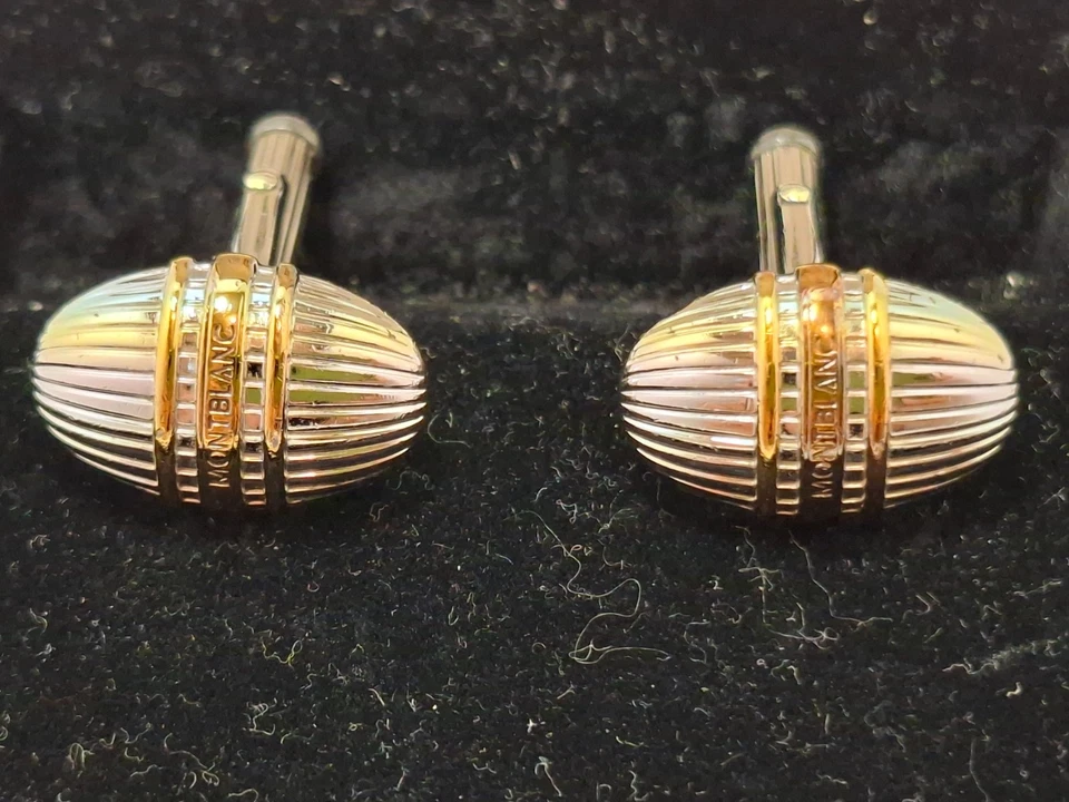 Auténticos gemelos Montblanc oro plata 925 grabados ovalados Foto 3 de 4