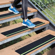 12-Pack 4â€x30â€ Anti Slip Tape with Glow in The Dark Stripe Pre-Cut Stair ...