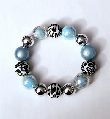 Sylvie's Magic 3D Perlen 14/16 mm Armband blau silber 18/19  cm / 1576