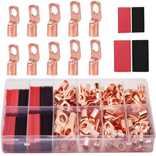 100Pcs Copper Wire Lugs  Heat Shrink Set AWG 6 8 10 12 Battery Cable Ends