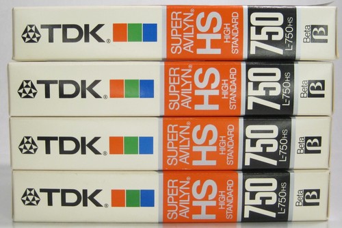 Vintage Betamax Beta Tape Lot of 4 Used Tapes TDK Model L-750 w/ Cases